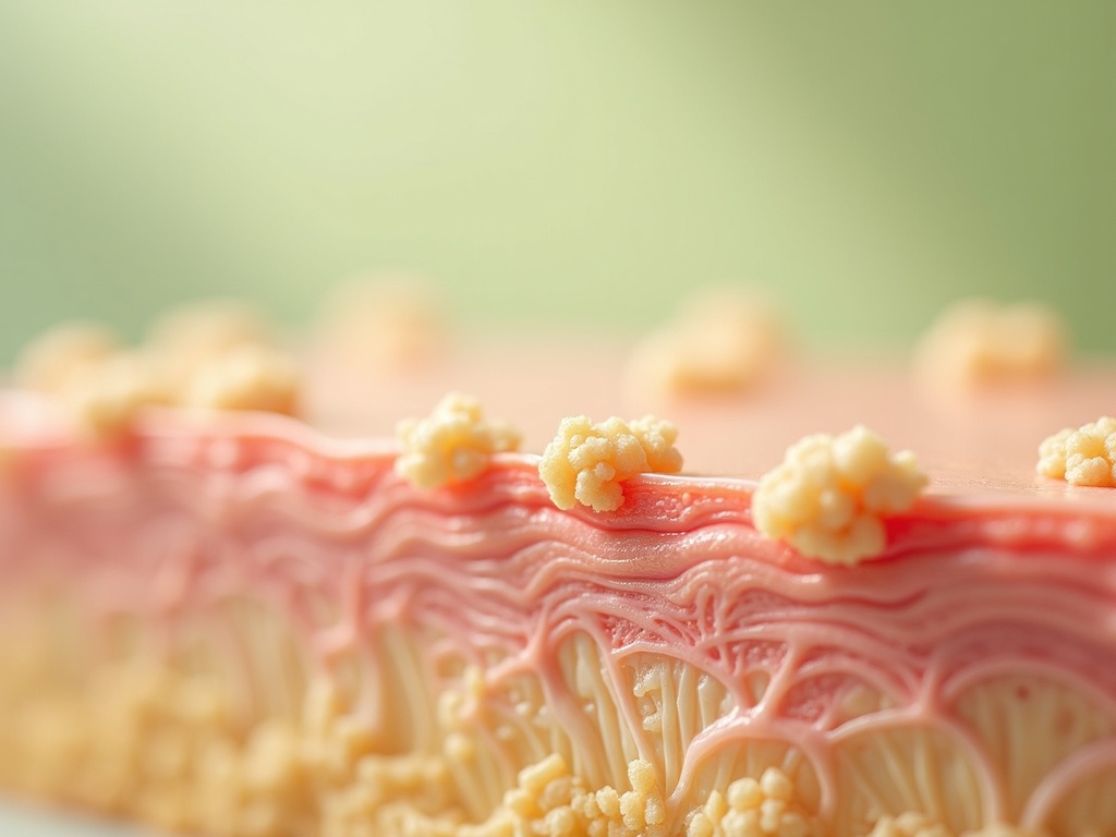 Macro photograph showing layers of skin cells transitioning from deep to surface