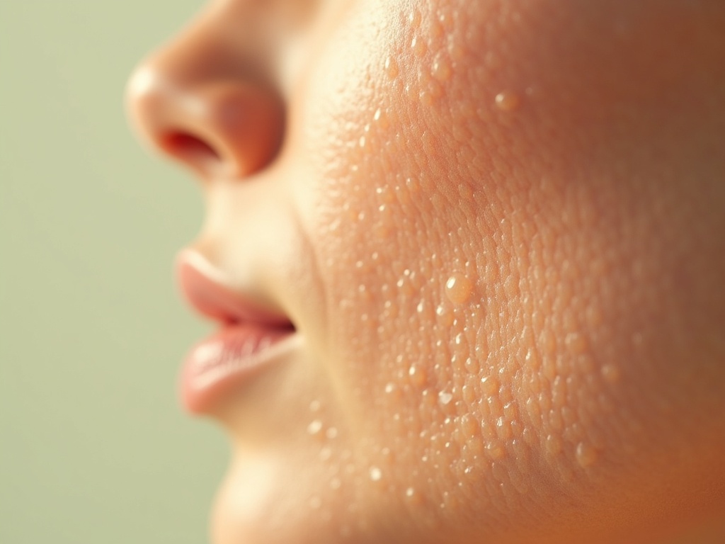 Cross-section illustration of skin layers showing aging process
