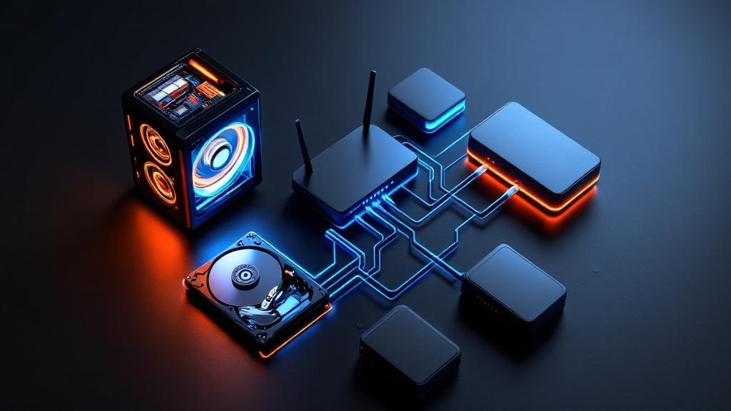 Laptop with server icons representing self-hosted apps and cloud infrastructure for self-hosting enthusiasts