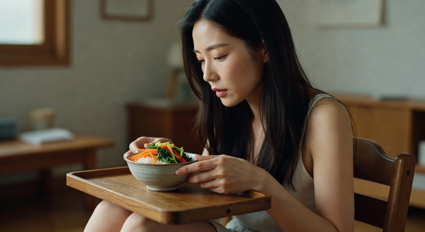 small ceramic bowl with soft rice and colorful vegetable toppings on a wooden high chair tray