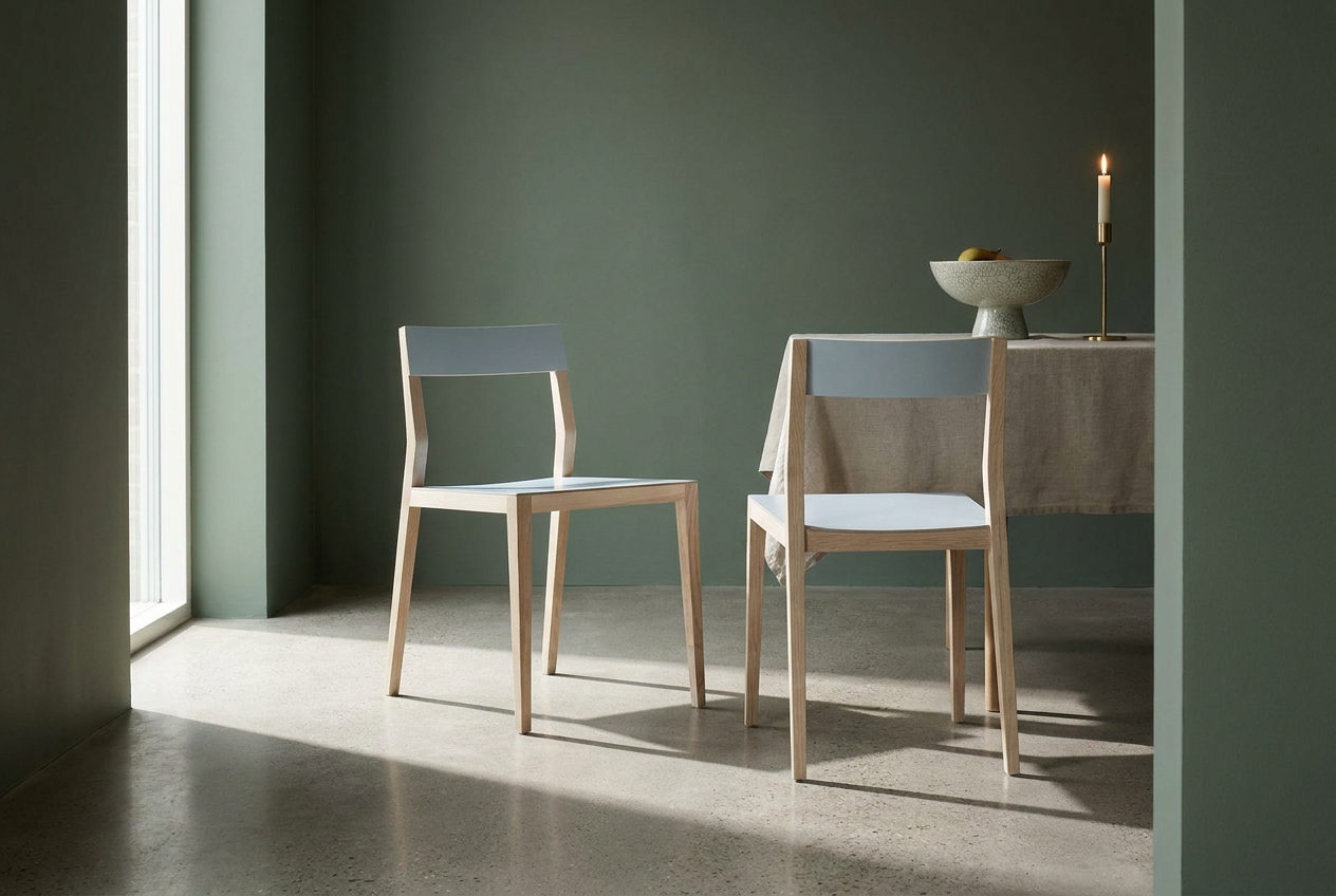 Stuhl AIR Mint Furniture Esche massiv in nordisch gestaltetem Esszimmer