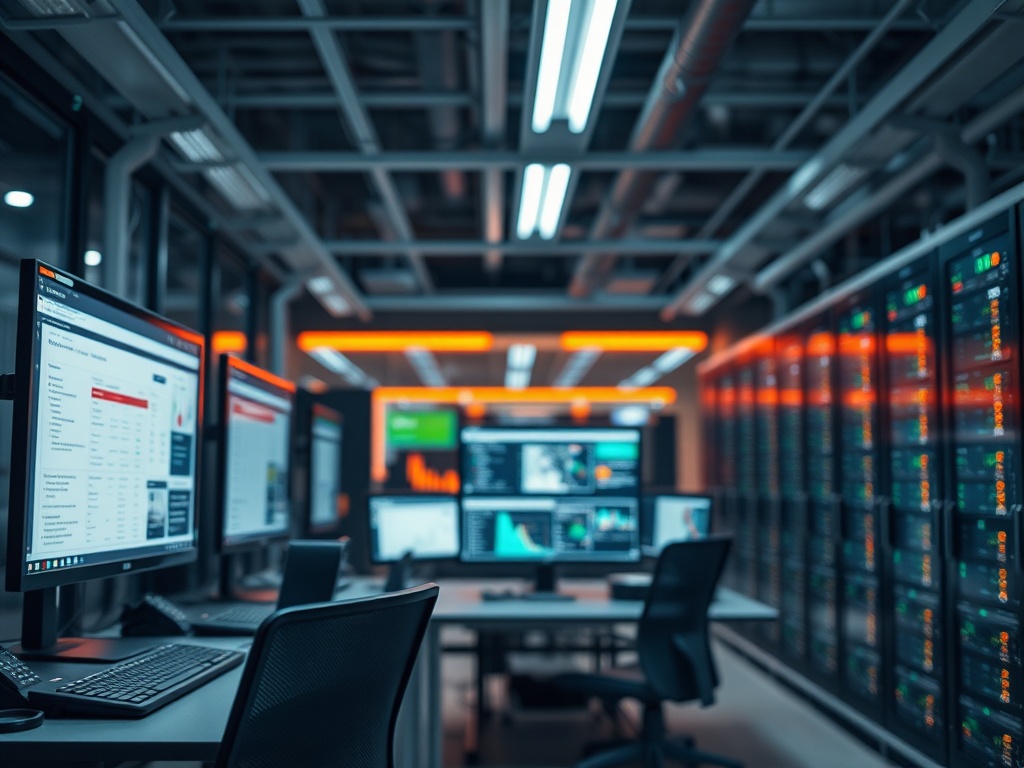 Illustration of AI tools improving workplace efficiency with digital interfaces and data analysis elements