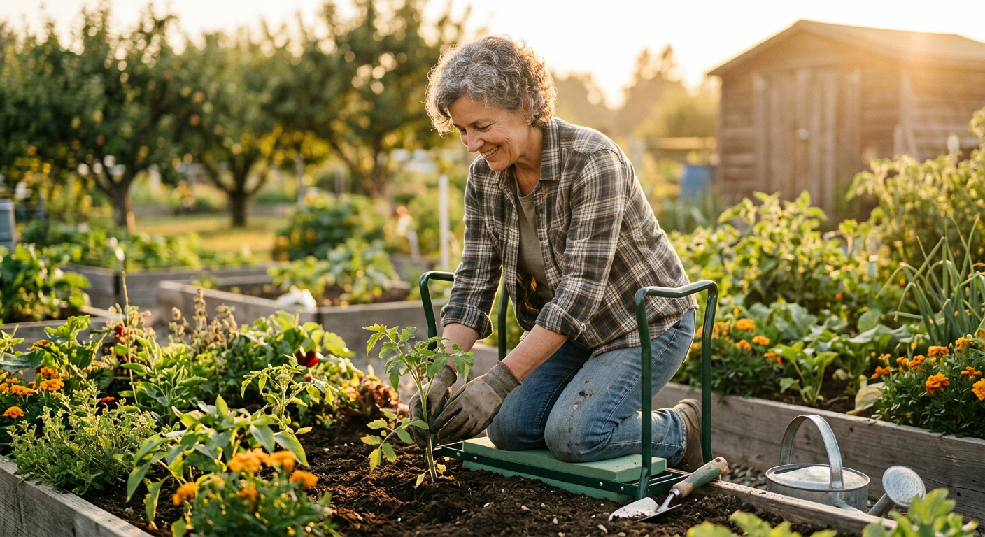 Gardener taking a break due to circulation issues
