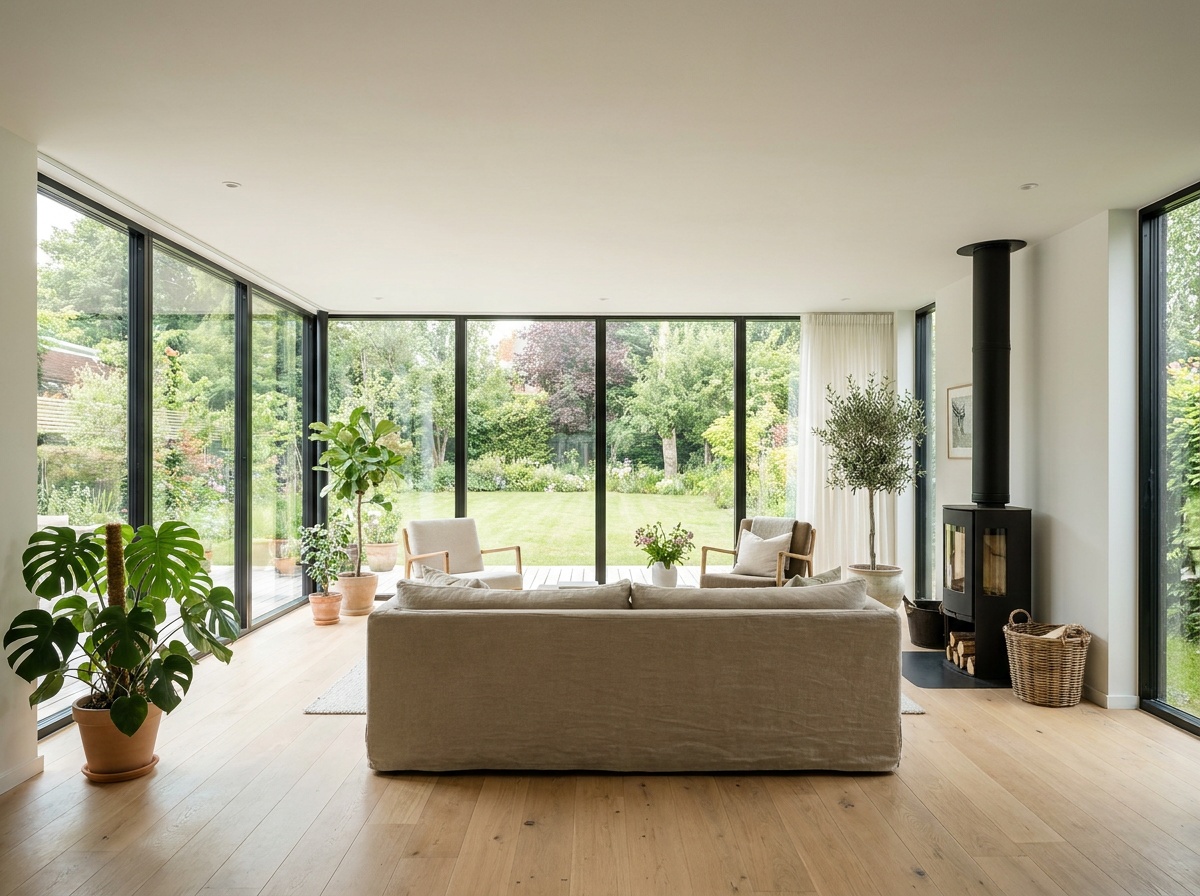 Intérieur de salon moderne et lumineux