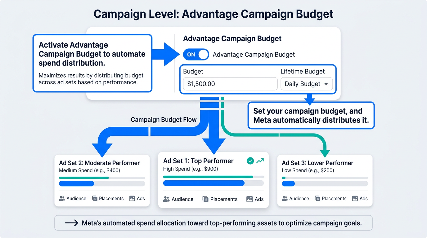Automated creative testing and budget allocation for meta automation tools