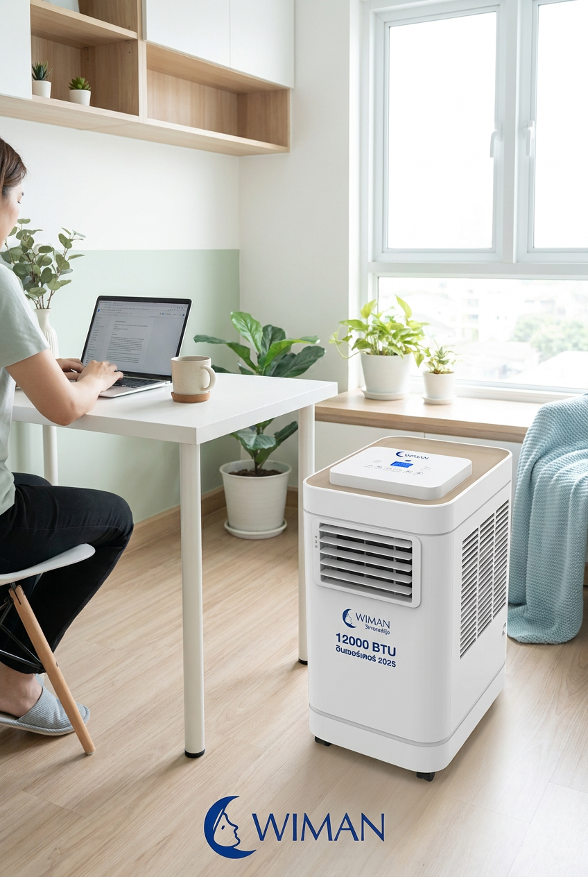 แอร์เคลื่อนที่ WIMAN Air 12000 BTU ตั้งในห้อง