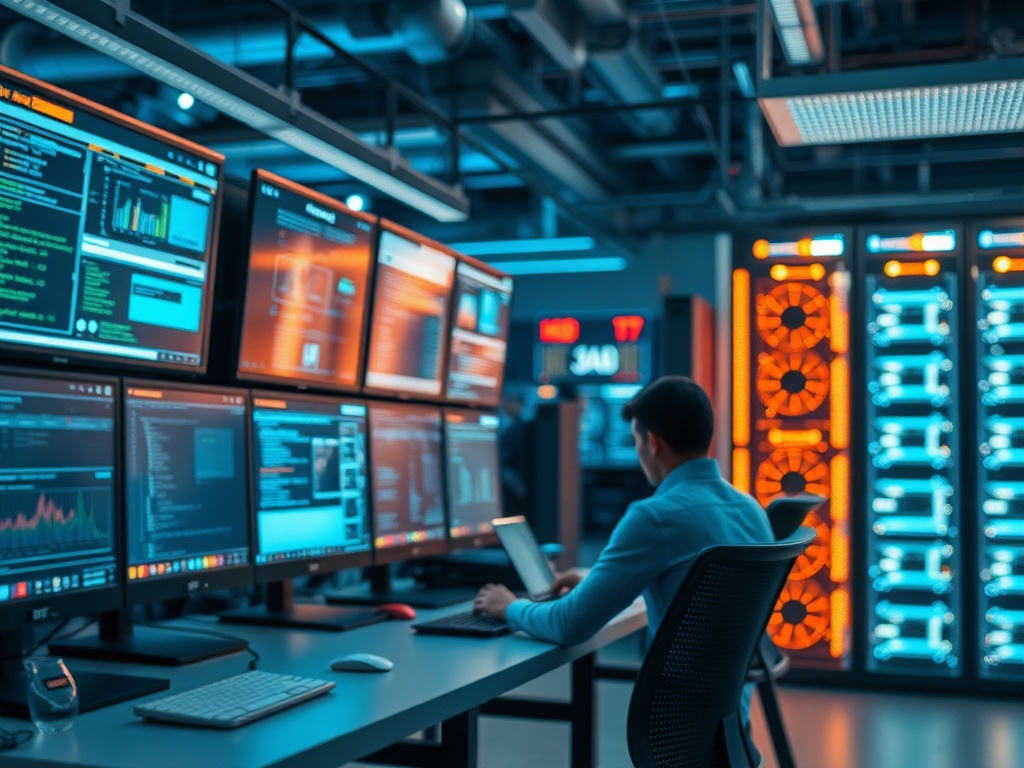 Illustration of small-scale self-hosting setup with personal server and network equipment for privacy.