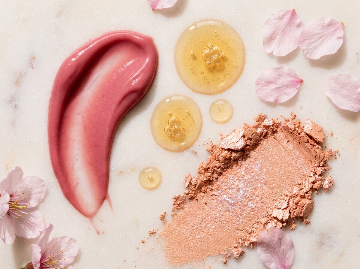 Produits de beauté texturés et colorés