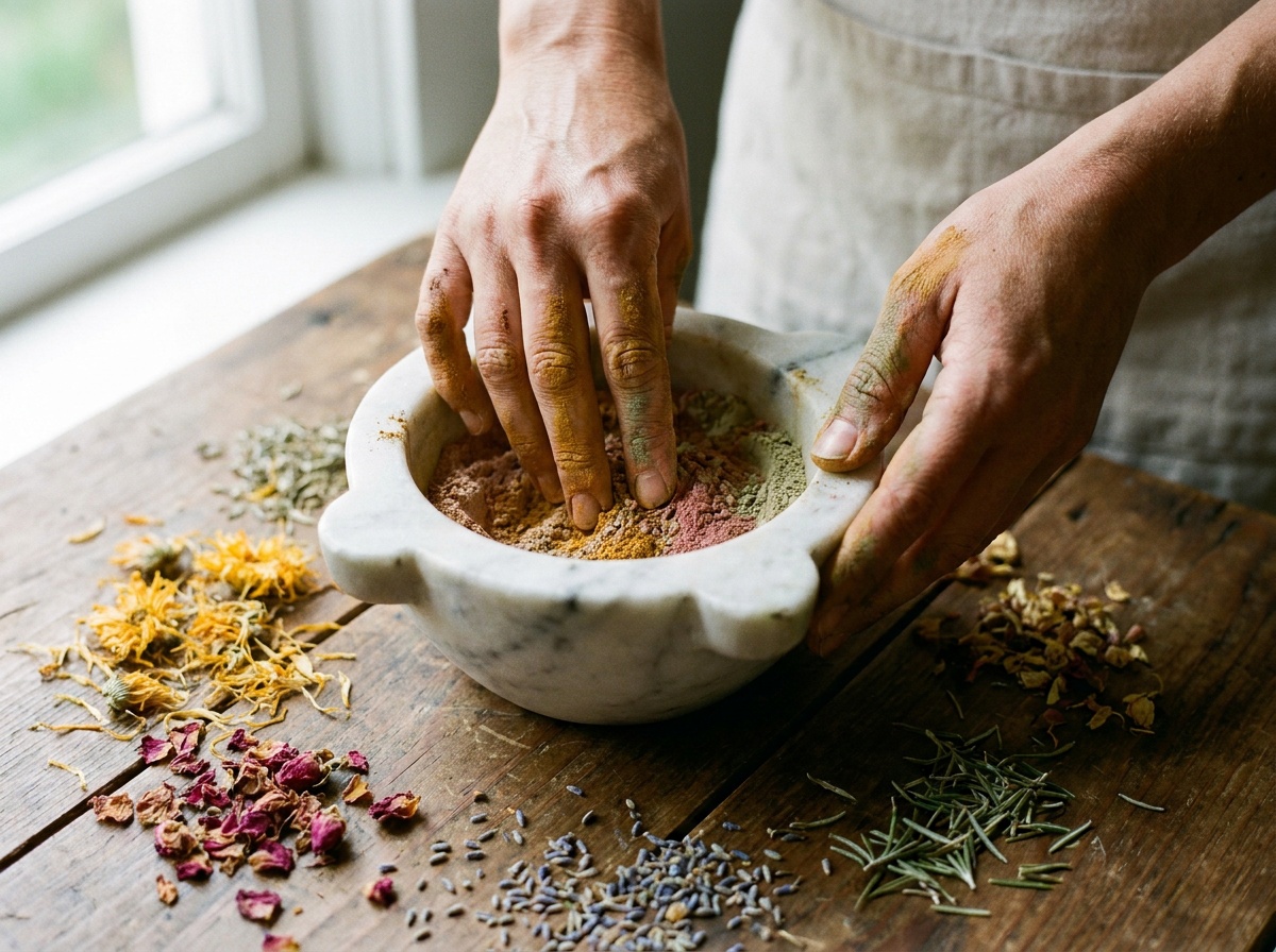 Artisan's hands working with precious materials
