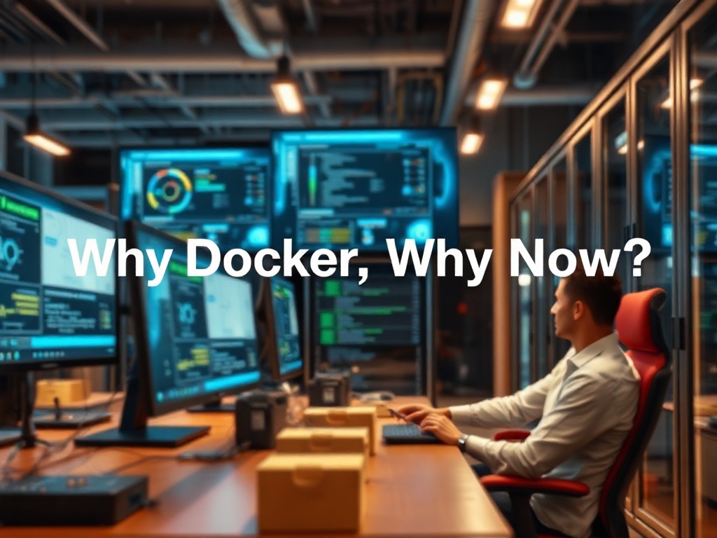 Illustration of Docker containers symbolizing self-hosting and containerization technology for blog section