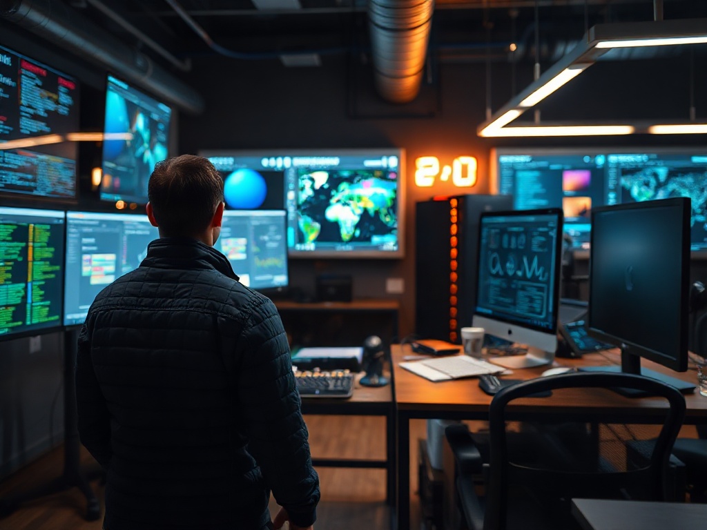 Illustration of developers using AI tools to enhance coding efficiency and innovation in software development.