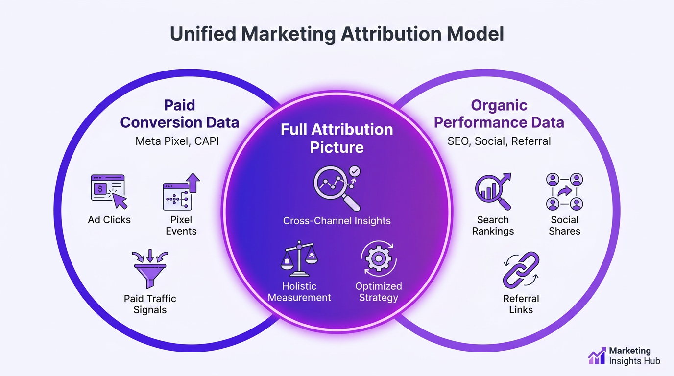 facebook conversion tracking paid and organic data overlap diagram
