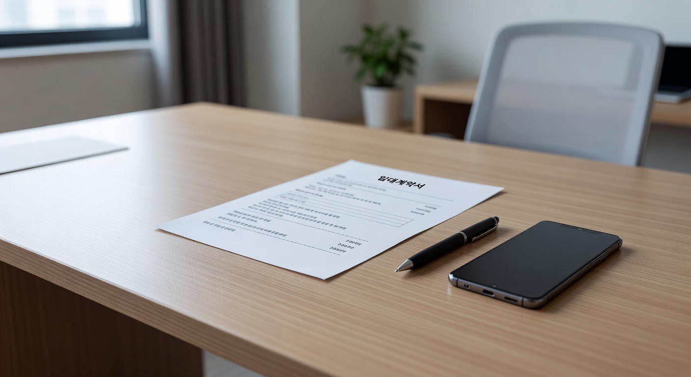 rental contract document and a pen placed on a desk next to a smartphone