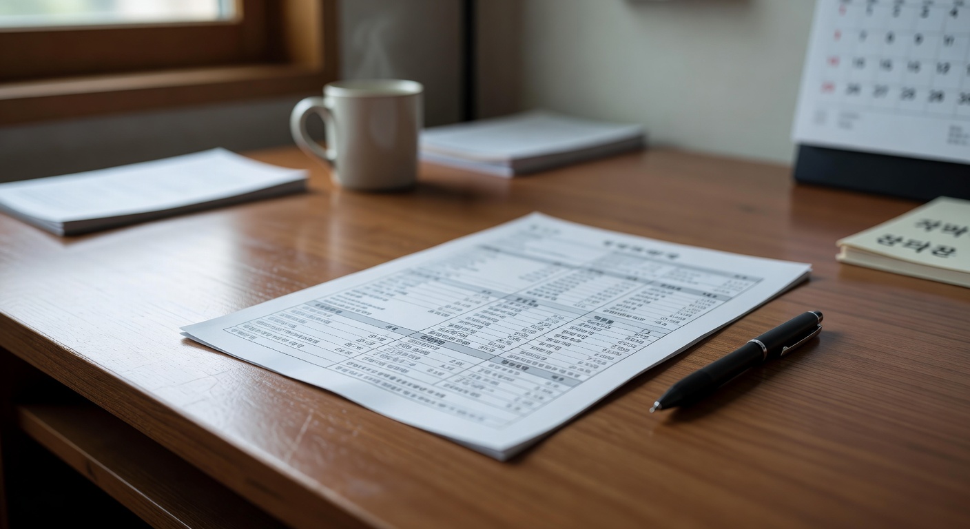 health checkup result paper placed on a wooden desk with a pen beside it