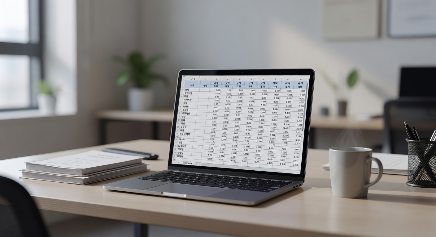 laptop screen displaying tax calculation spreadsheet on a clean office desk
