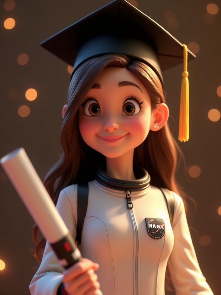 Pixar-Style Astronautin Abiturientin