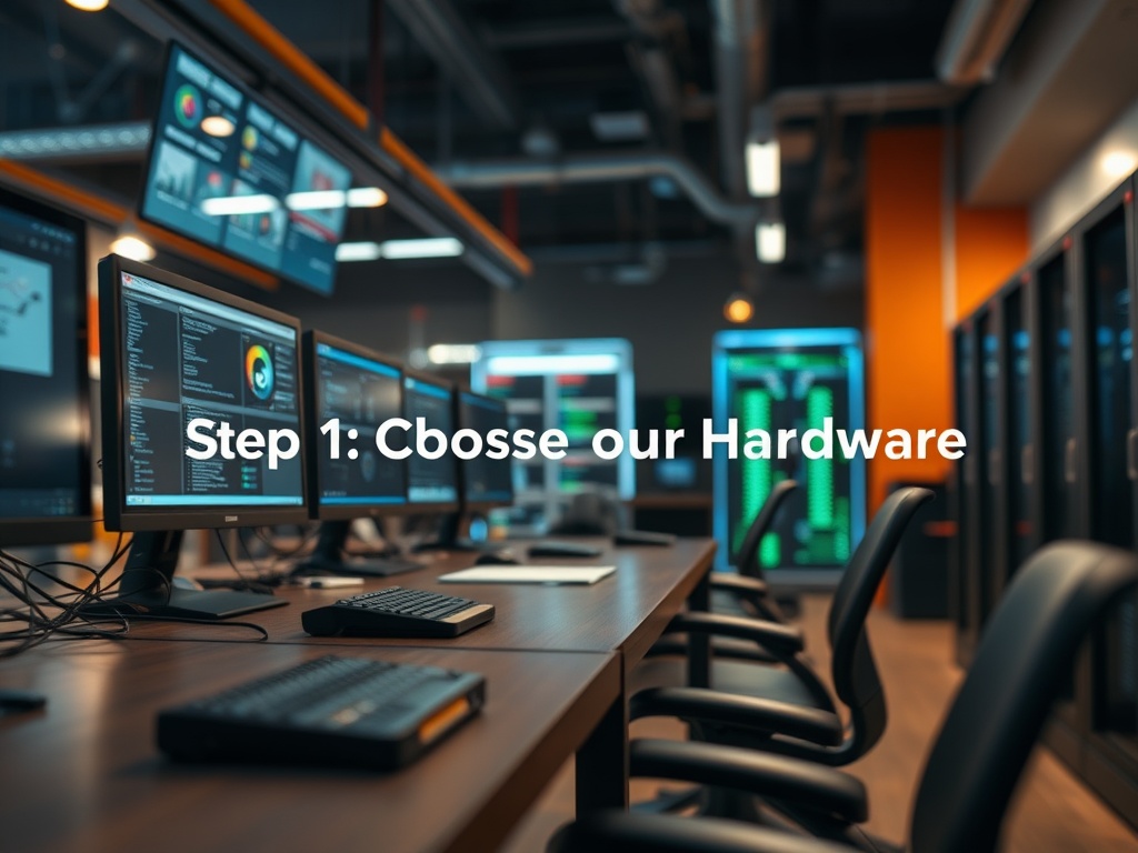 Illustration of selecting hardware components for self-hosting server setup, emphasizing hardware choices and compatibility.