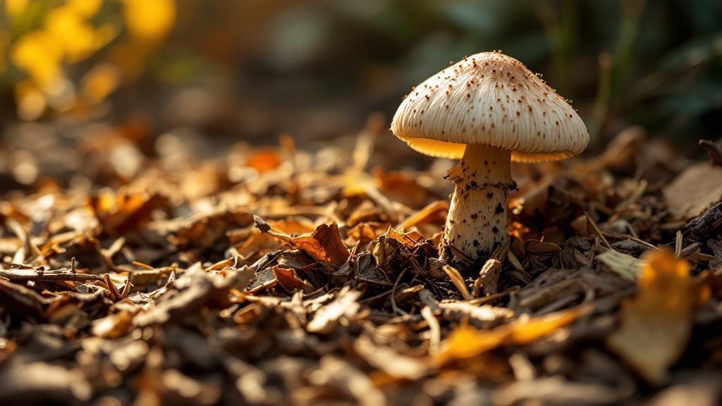 Hábitat de cultivo exterior con sustrato de astillas de madera para Psilocybe