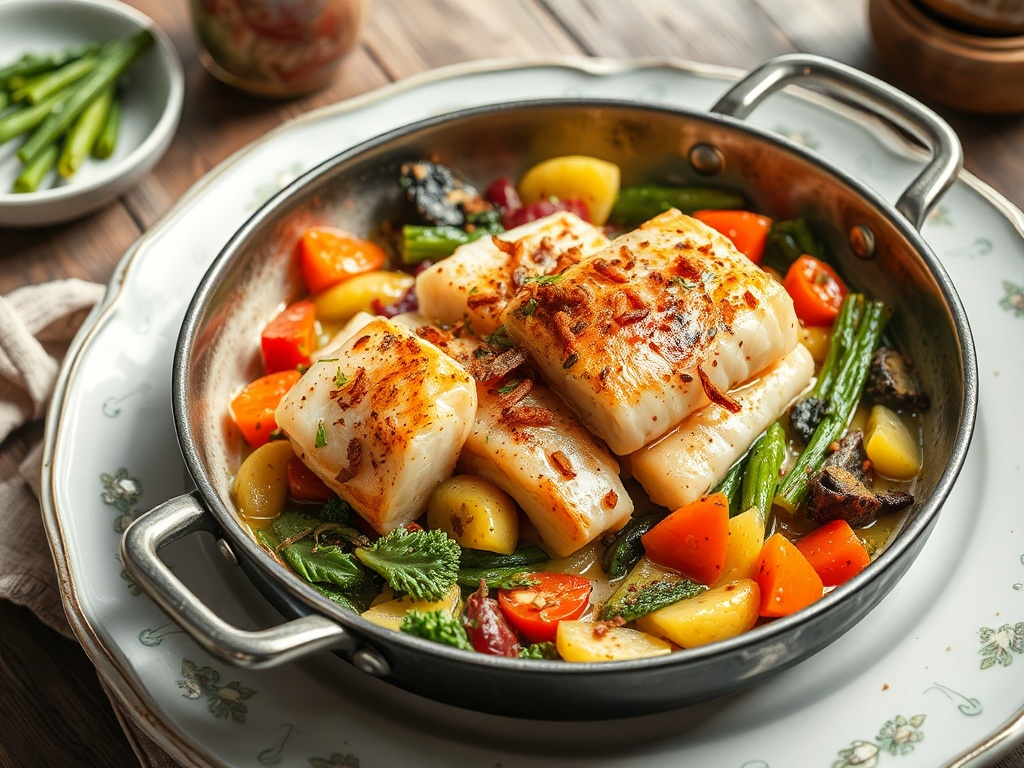 Lachs-Gemüse-Pfanne mit Buchweizenwürfeln – KI-Rezept von ResteChef