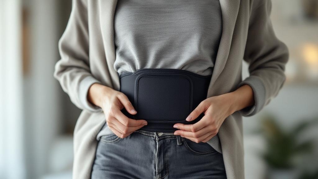Femme portant une ceinture menstruelle pour soulager les douleurs de règles