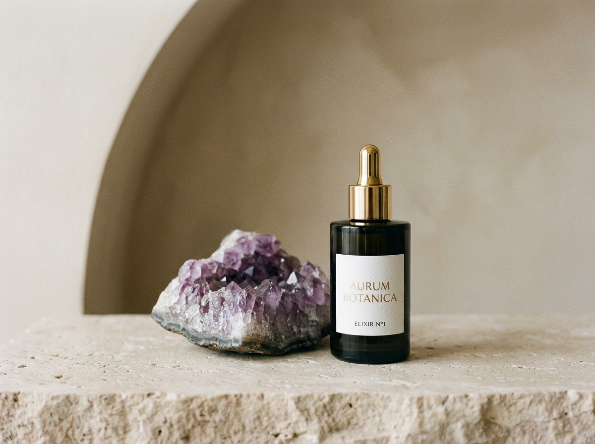 Produits de beauté et de bien-être de luxe sur un fond minimaliste