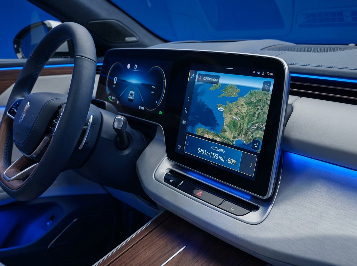 Intérieur de voiture moderne et technologique
