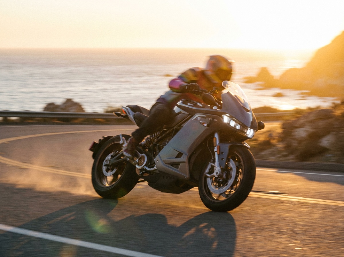 Moto moderne sur une route