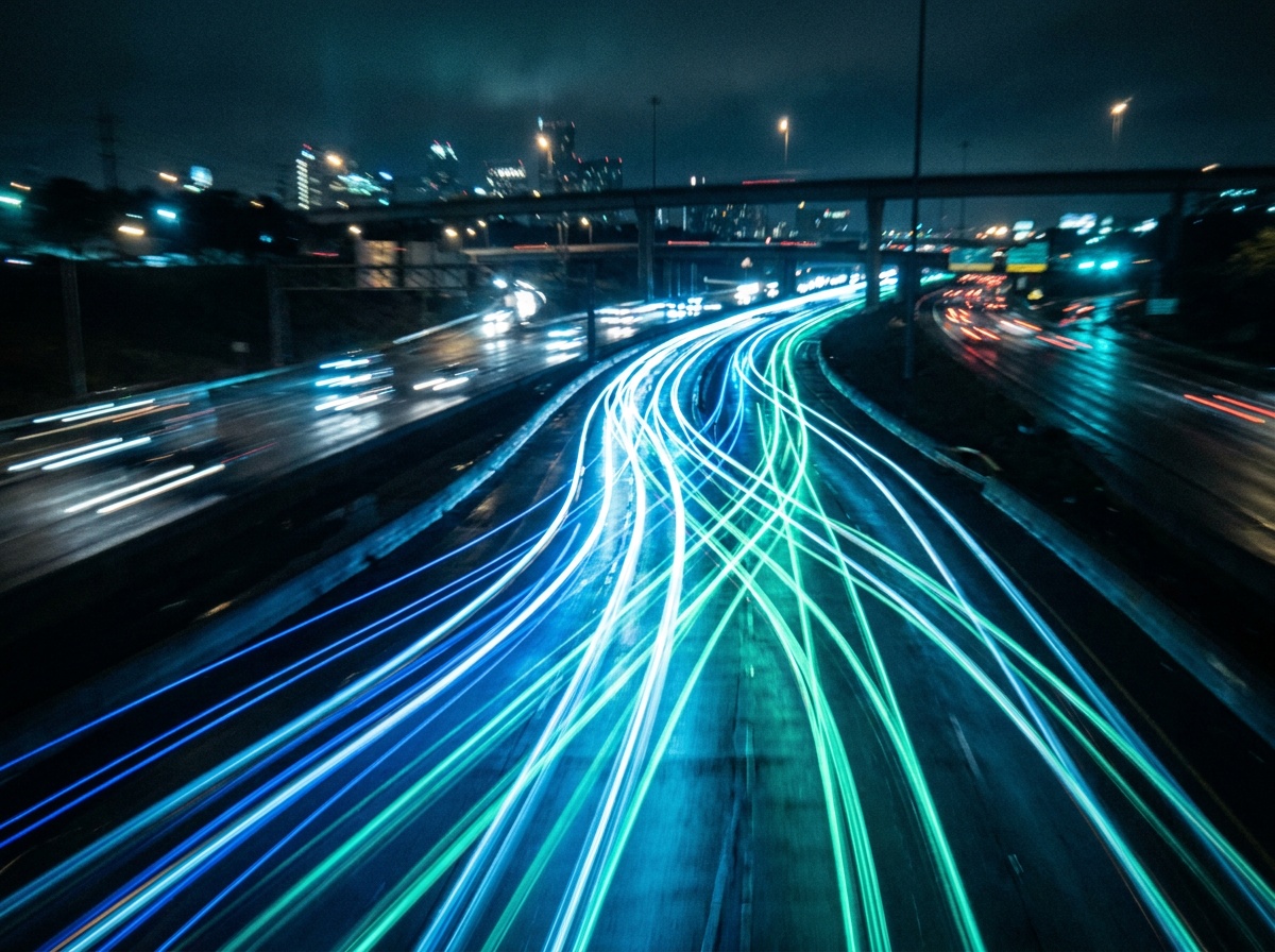 Traînées lumineuses symbolisant la vitesse et l