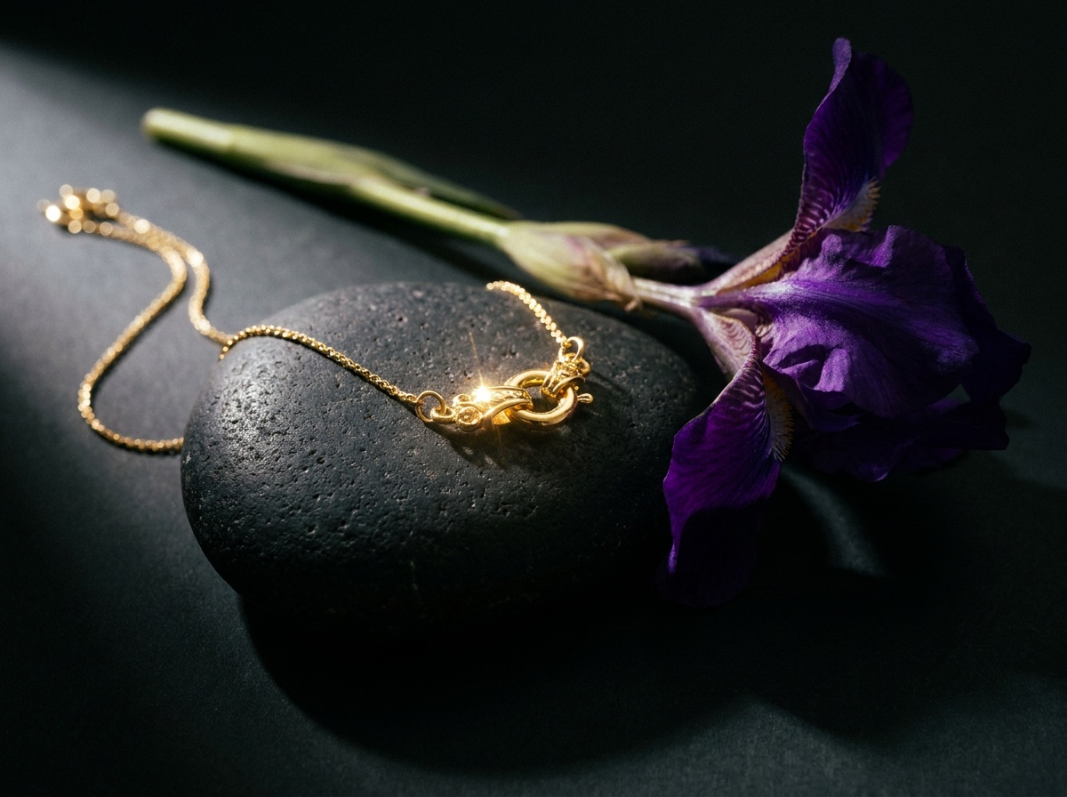 Composition artistique de bijoux et fleurs