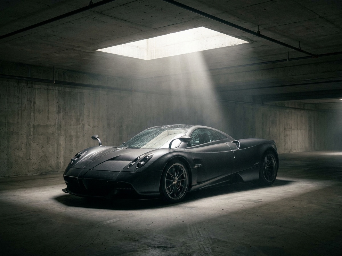 Hypercar de luxe dans un environnement minimaliste