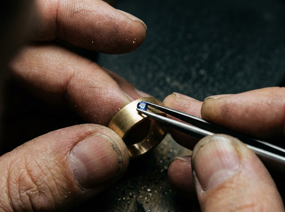 Handwerker bei der Arbeit an einem Luxusschmuckstück