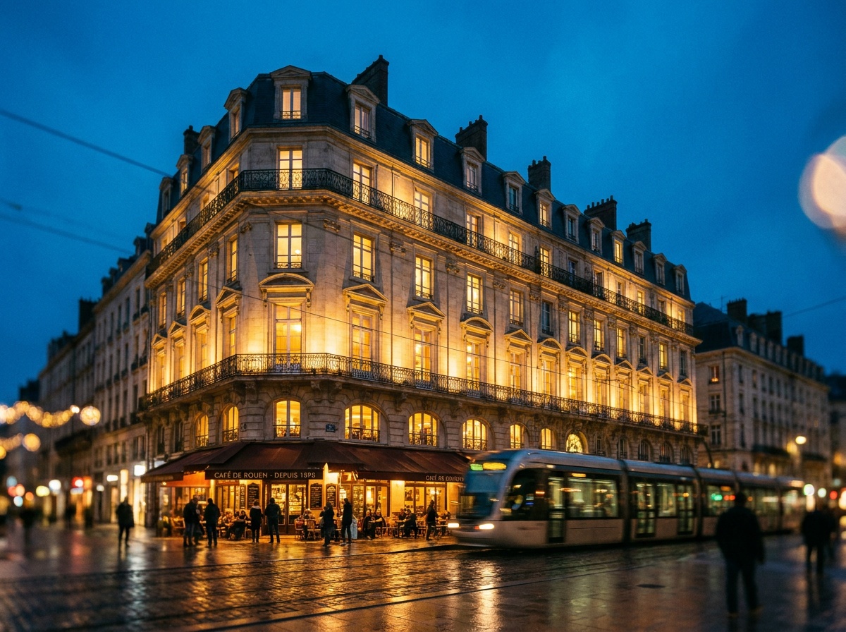 Façade d’un immeuble haussmannien à Rouen