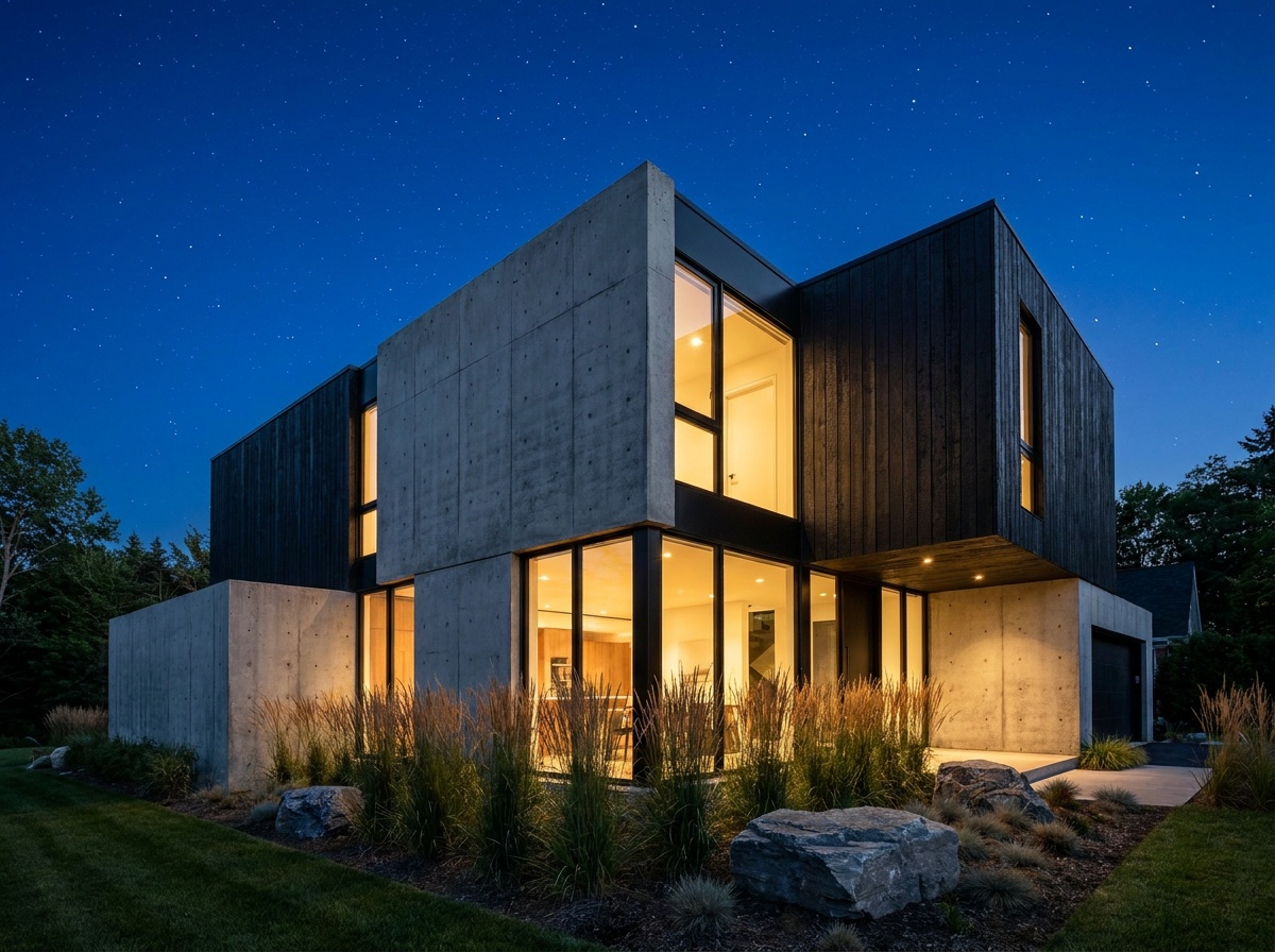 Façade d`une maison d`architecte moderne