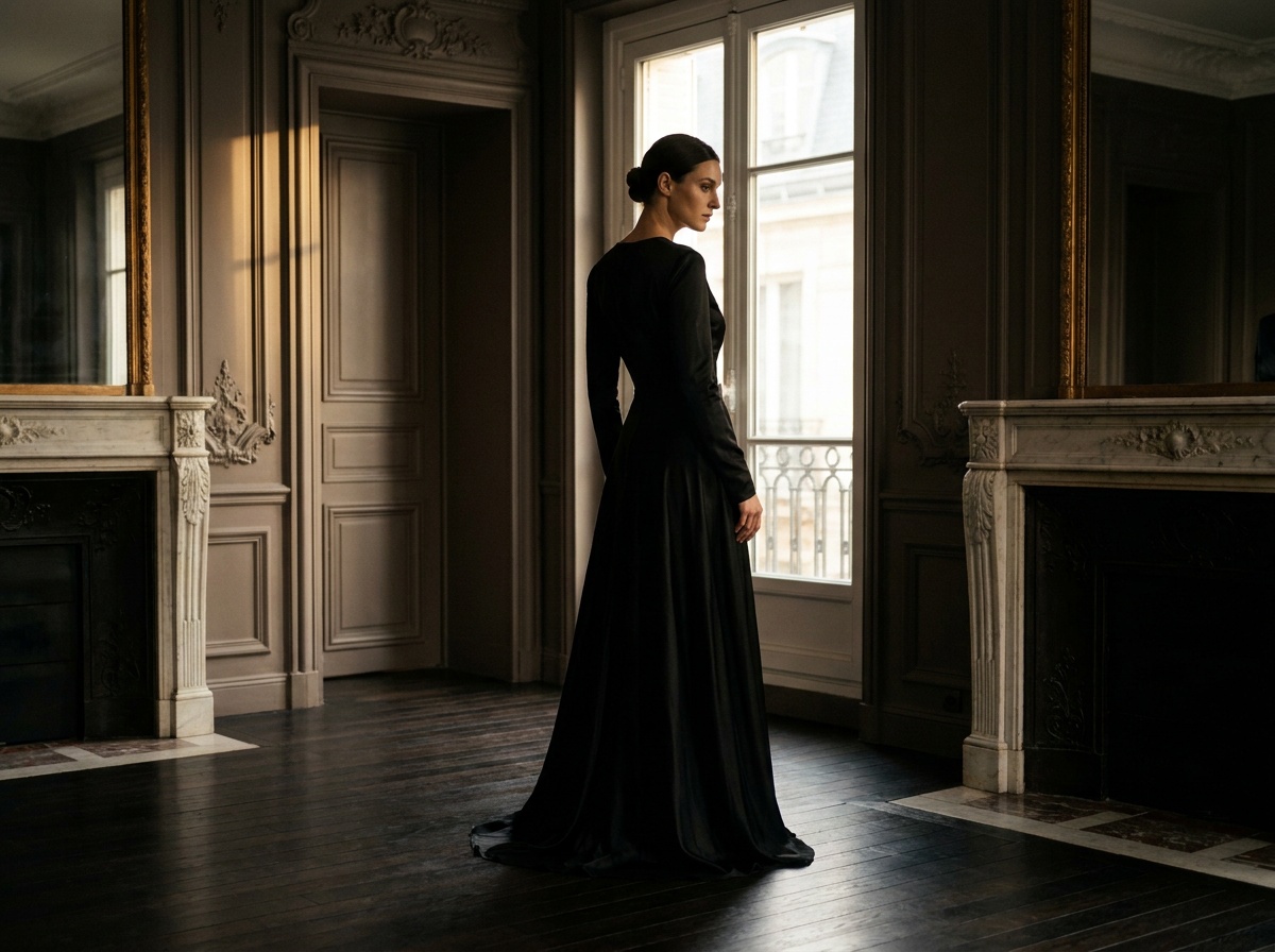 Elegant woman from the back, a symbol of the assertive style by Silhouia