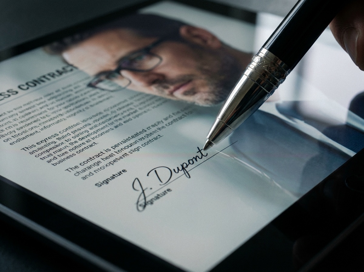 Signature d'un contrat de service sur tablette