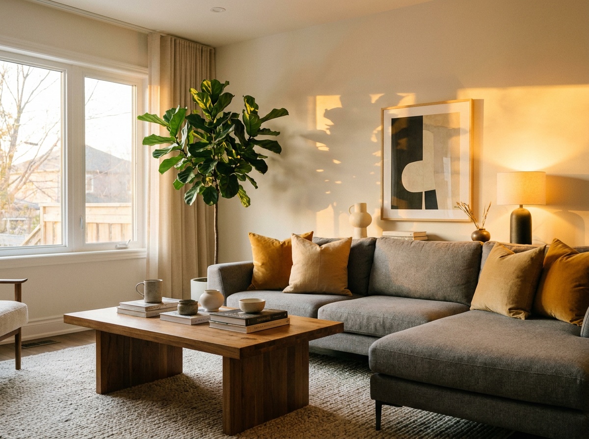 Home staging professionnel dans un salon