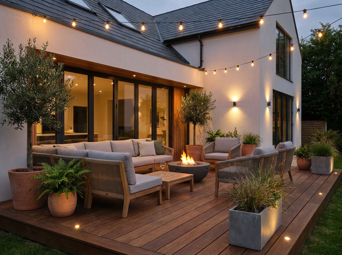 Jardin et terrasse aménagés pour la vente