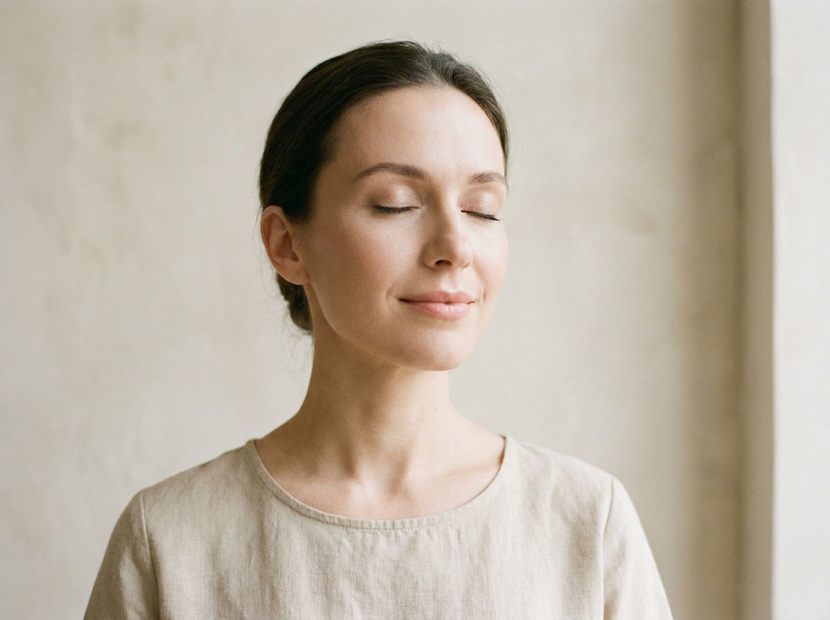 Une femme sereine incarnant la beauté holistique