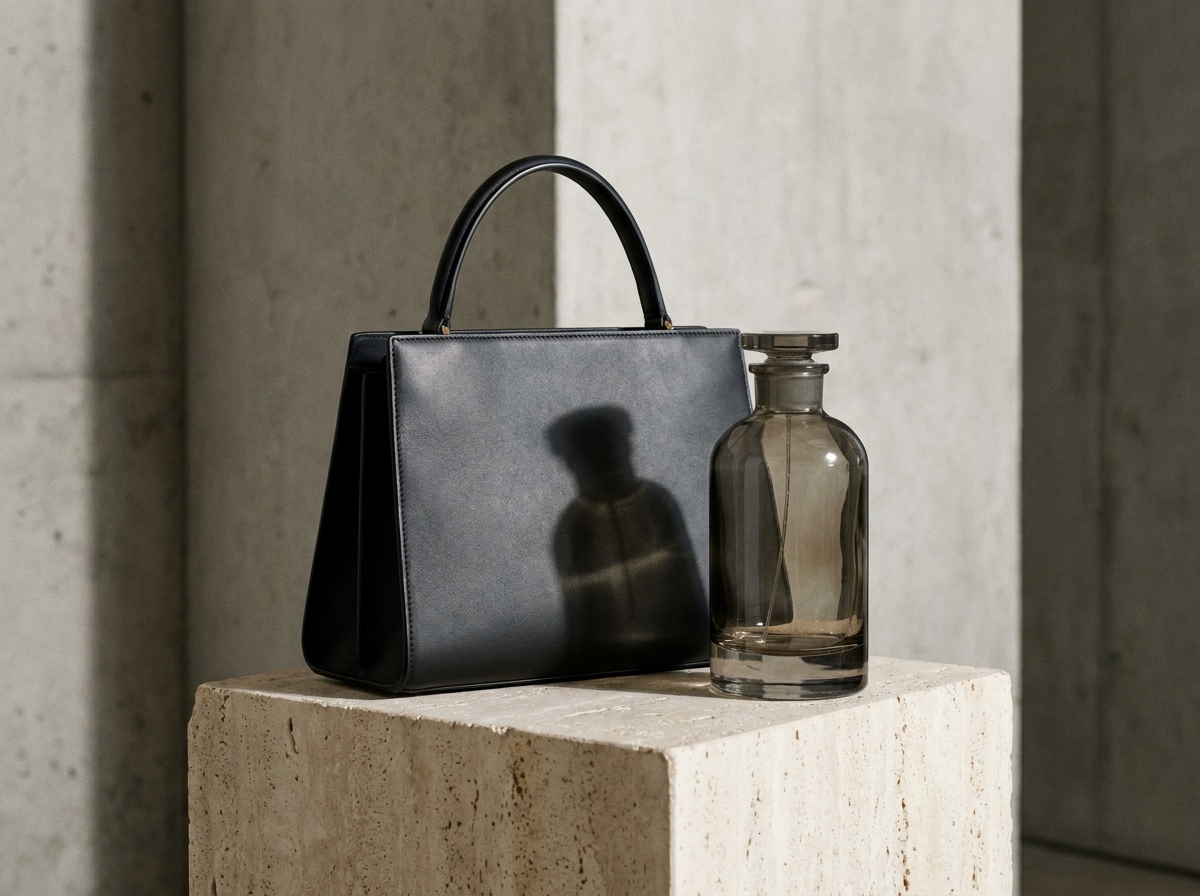 Sac à main en cuir de luxe posé sur une surface en marbre