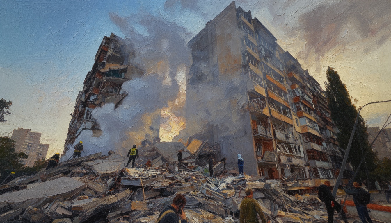 Kyiv Building Collapses Following Russian Drone Strike