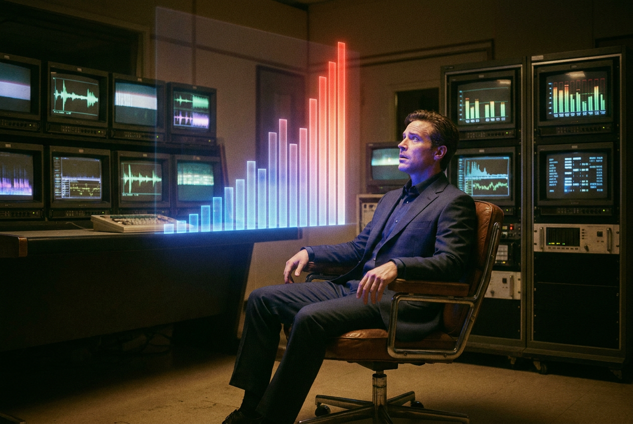 alt text: A data visualization showing the exponential rise of AI-generated music uploads from 2025 to 2026
