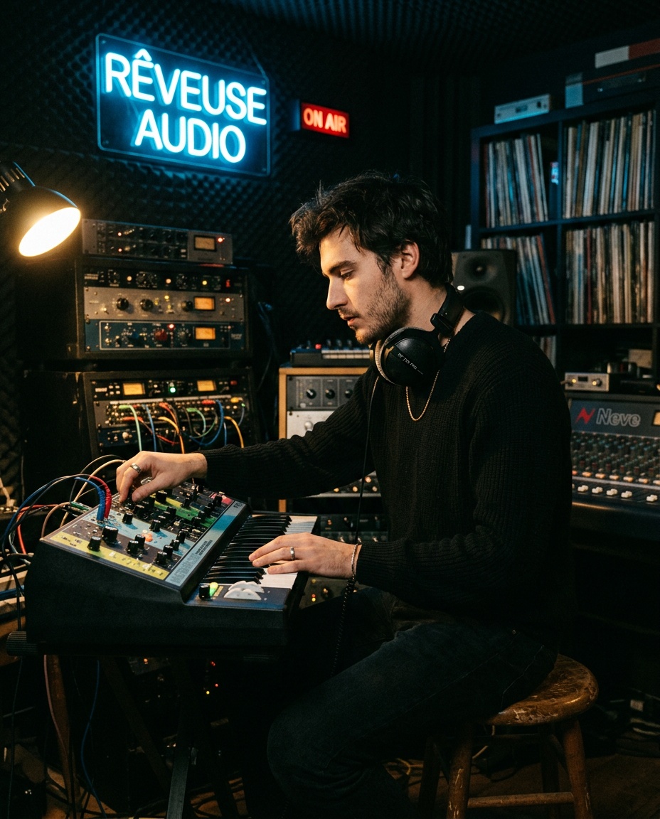 Artiste en studio d'enregistrement