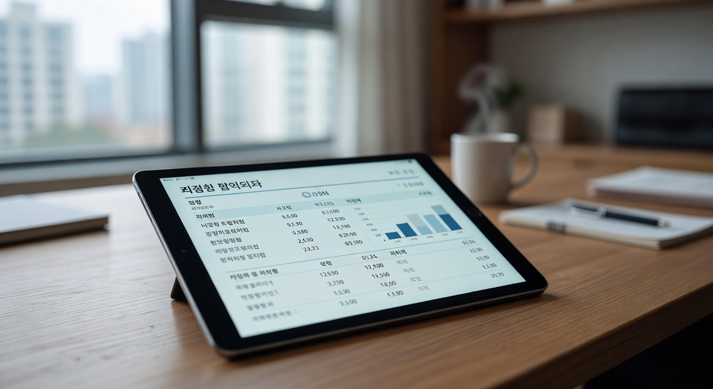 close-up of a credit score report on a tablet screen placed on a desk