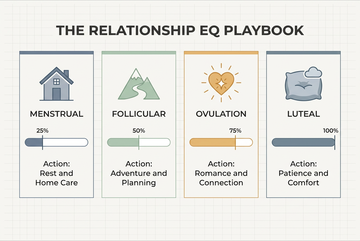 Master the four phases of the menstrual cycle with this strategic playbook, turning biological knowledge into a relationship superpower for proactive support.