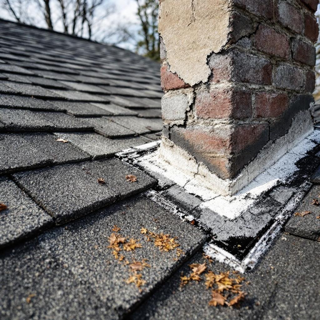roof leak around chimney flashing on Connecticut home