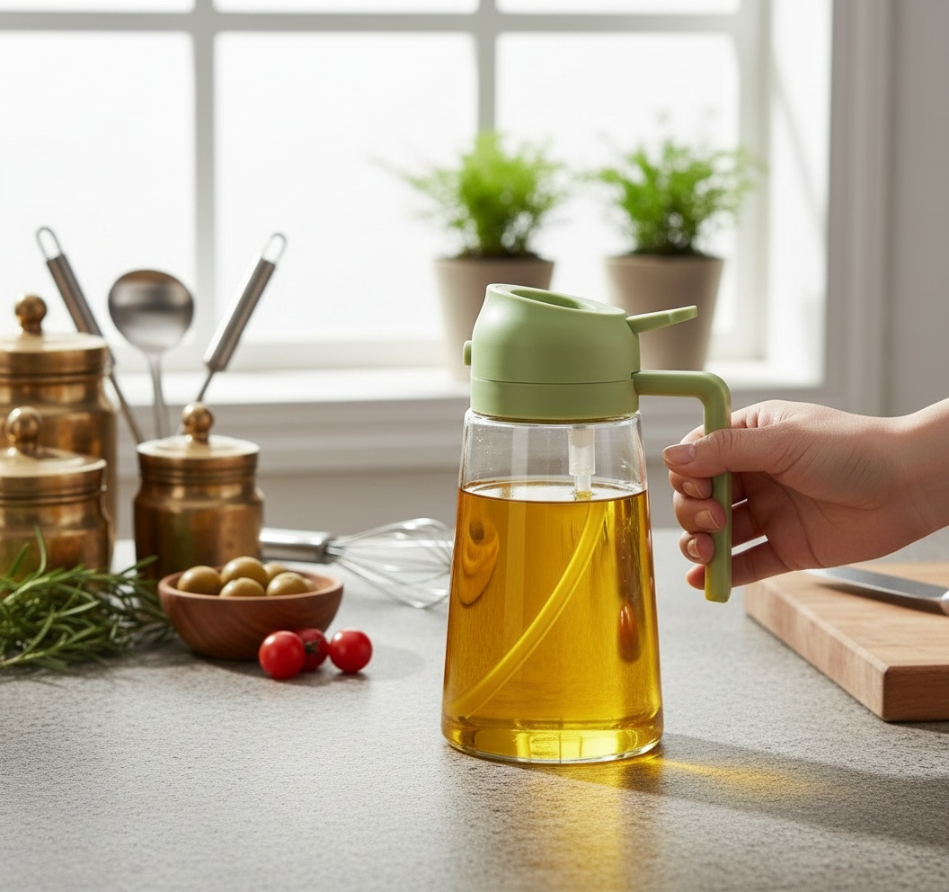 Customer holding Mistique bottle showing premium glass construction