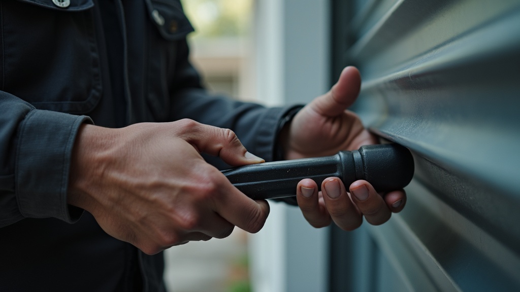 Technicien réparant un câble de porte de garage résidentielle à Montréal