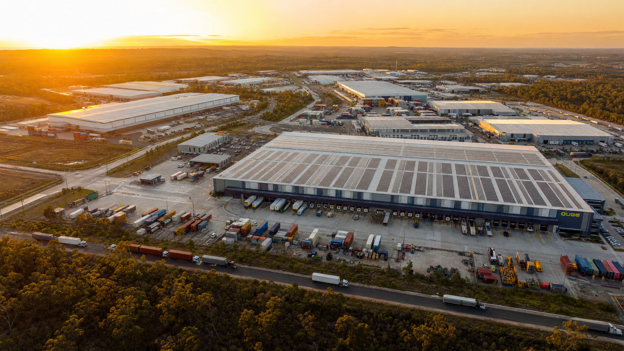 Aerial view of Western Sydney industrial logistics estate
