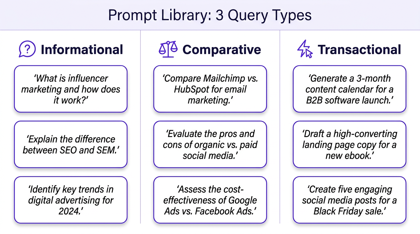 prompt library categories for tracking brand mentions in AI search