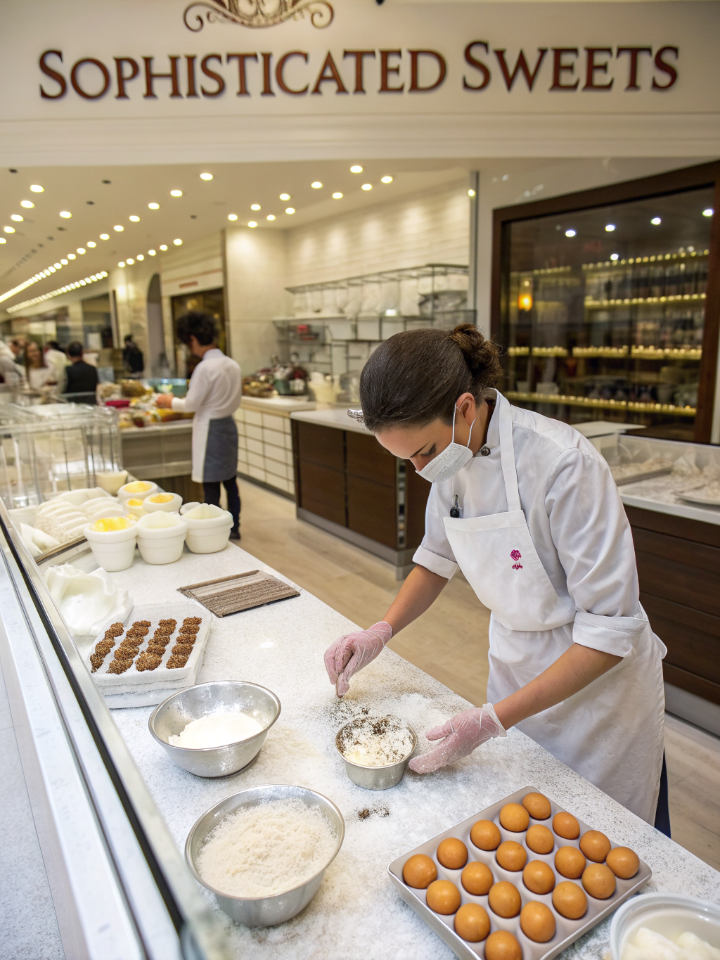 Hands shaping elegant sweet pastry tartlets